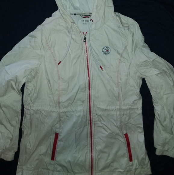 TOMMY HILFIGER WHITE UNISEX SPRING JACKET SIZE MEDIUM - Picture 4 of 5